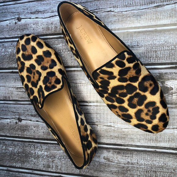 J. Crew Shoes - J Crew Leopard Calf Hair Slippers Loafers Shoes Women’s Size 8